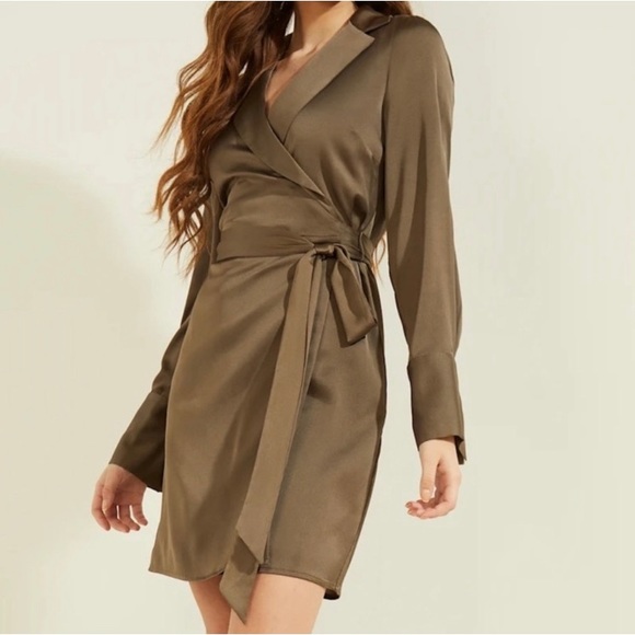 New with tags, Guess brown satin Eden dress - Picture 3 of 5